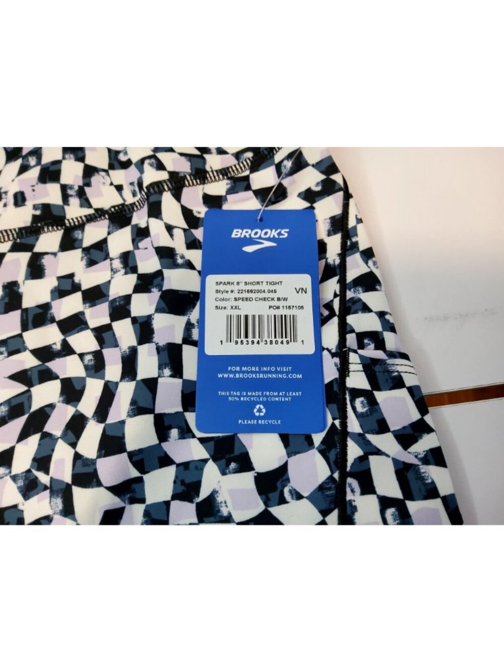 Brooks Spark 5" Short Tight XXL Speed Check Black/White - Picture 4 of 8